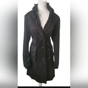 Vintage Joseph Ribkoff Witchy Gothic Ruffle Collar Black Fromt Pockets Large Jkt